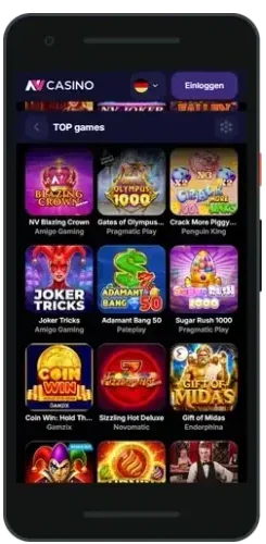 NVCasino App-Ansicht